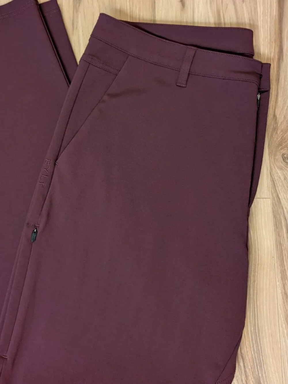 BYLT Men's 40 Waist Premium Basics Everyday Pants 2.0 Slim Fit, Maroon, Like New